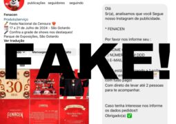 É GOLPE: Estelionatários criam perfil FAKE da FENACEN no Instagram, cuidado!