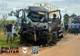 Grave acidente é registrado na MG-235 em São Gotardo. Motorista fica preso em ferragens